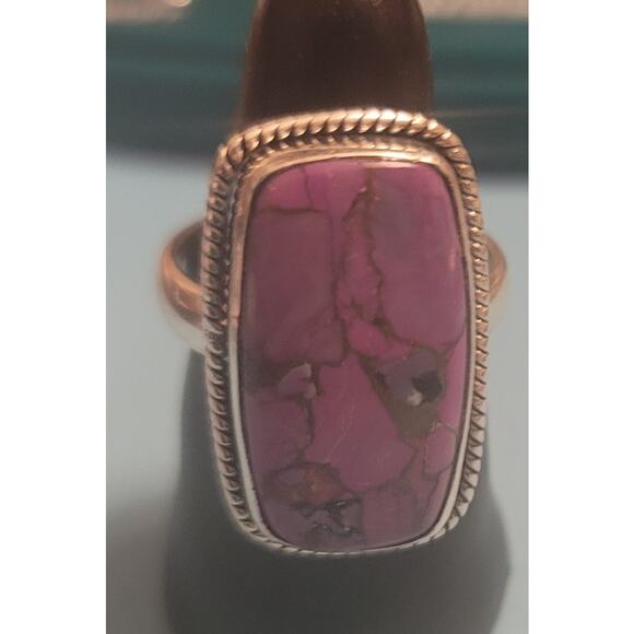 Purple and copper turquoise ring in sterling silver - Picture 9 of 9